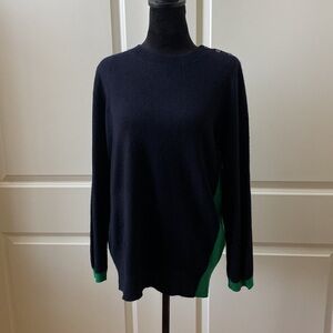 J. Crew Elbow Patch Cashmere Sweater - Size M, Blue and Green